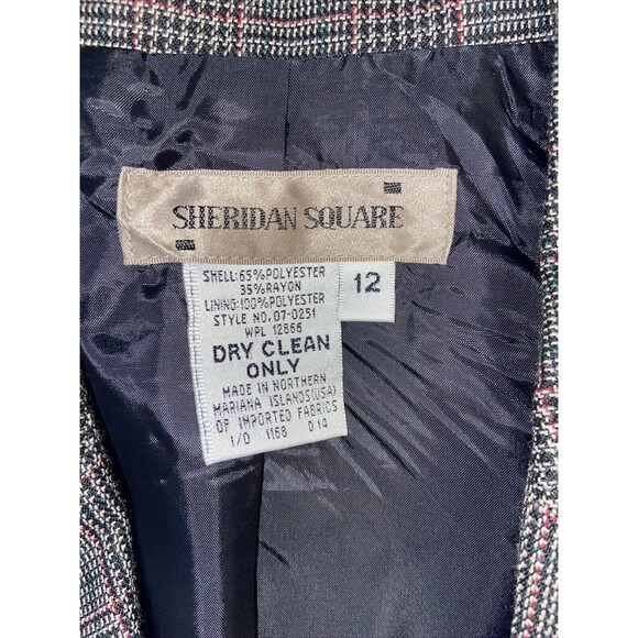 SHERIDAN SQUARE WOMENS JACKET BLAZER SZ 12 BROWN PLAID BUTTON UP LS - Picture 7 of 14